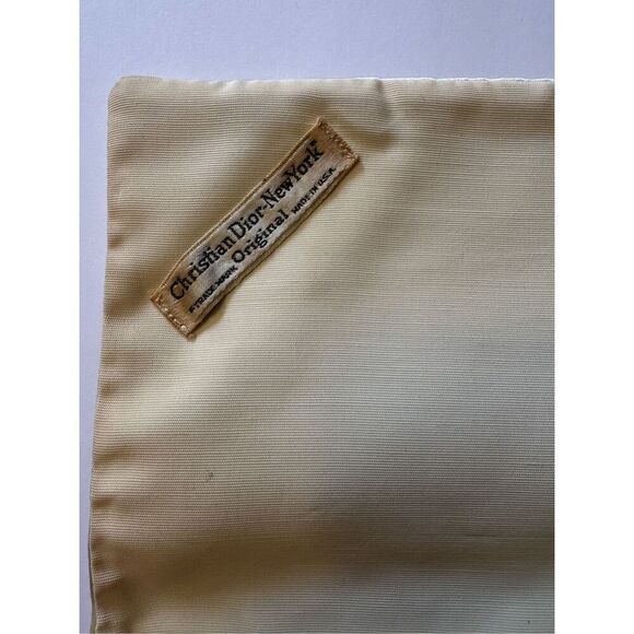 Vintage Christian Dior Foldover Satin Envelope Travel Pouch Neutral Golden Beige - Picture 2 of 4